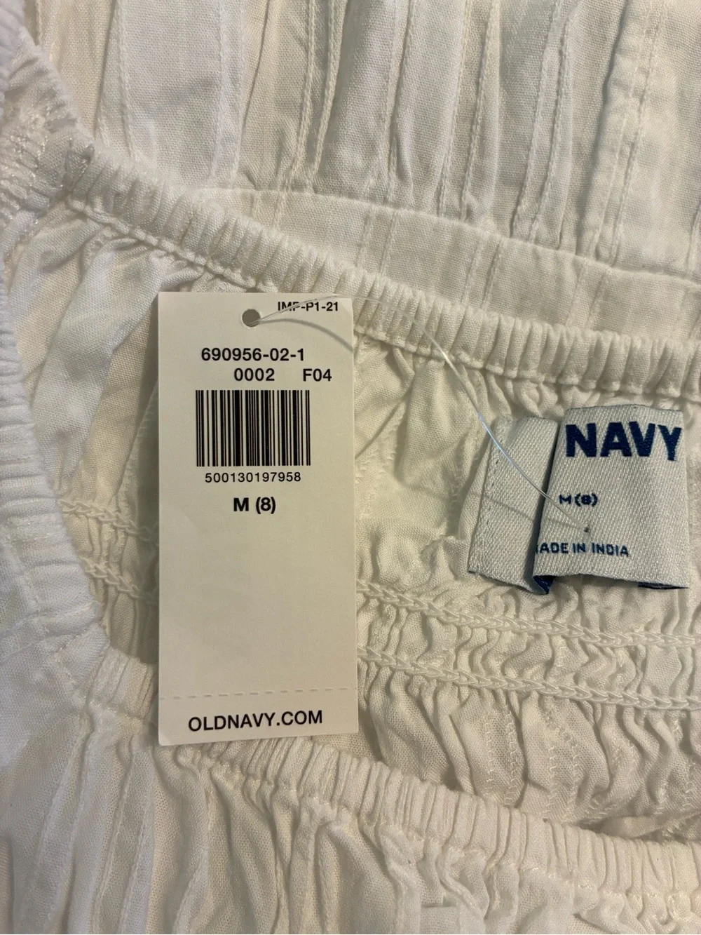 Old Navy Girls M Medium (8) White Peasant Dress Short Sleeve